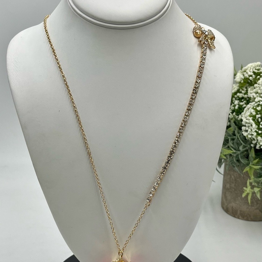 Betsy Johnson Pink Strawberry Red Rhinestone Baby Cakes Necklace Gold Tone New - Picture 7 of 13